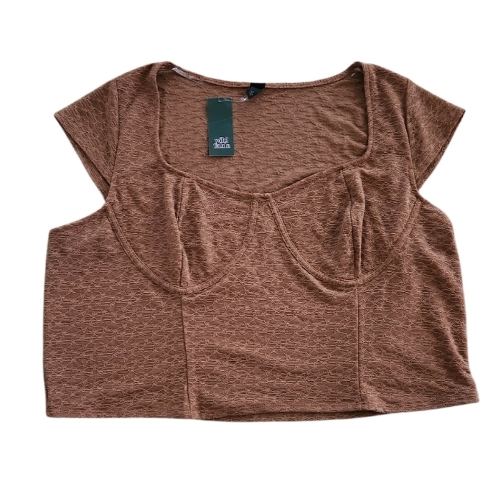 Brown Lace Cap Sleeve Top Sz 4x Nwt